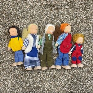 Vintage Kathe Kruse Cloth & Wood Family Dolls Made in Germany Rare Collectibles
